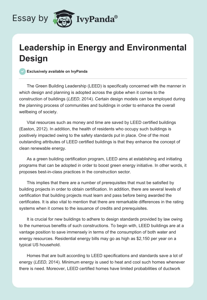 Leadership in Energy and Environmental Design. Page 1