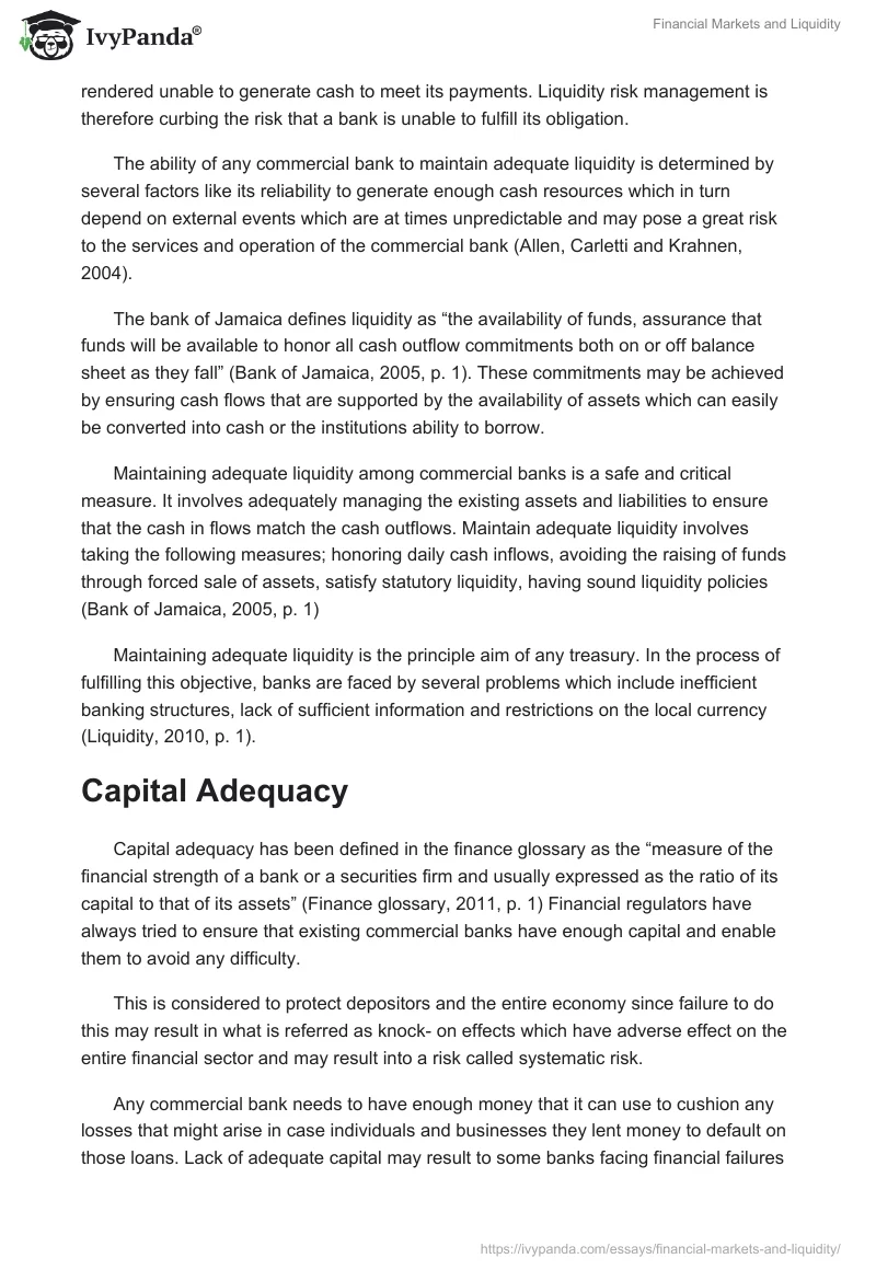 Financial Markets and Liquidity. Page 2
