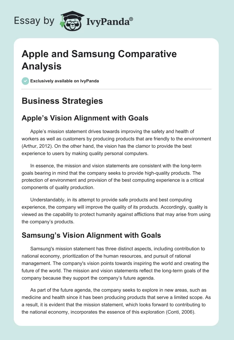 Apple and Samsung Comparative Analysis. Page 1
