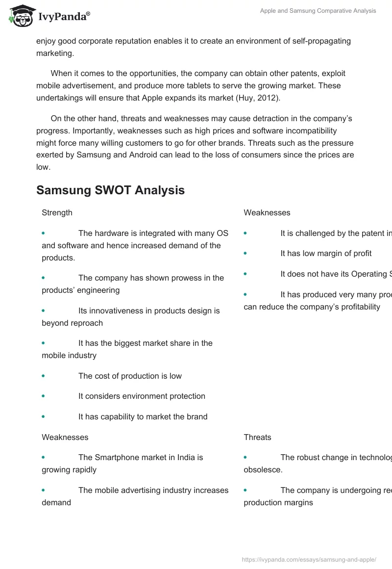 Apple and Samsung Comparative Analysis. Page 3