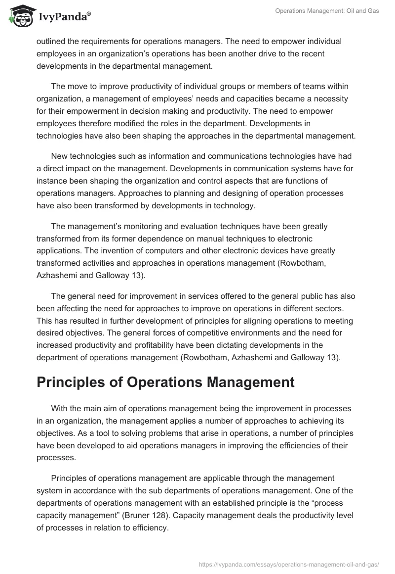 Operations Management: Oil and Gas. Page 5