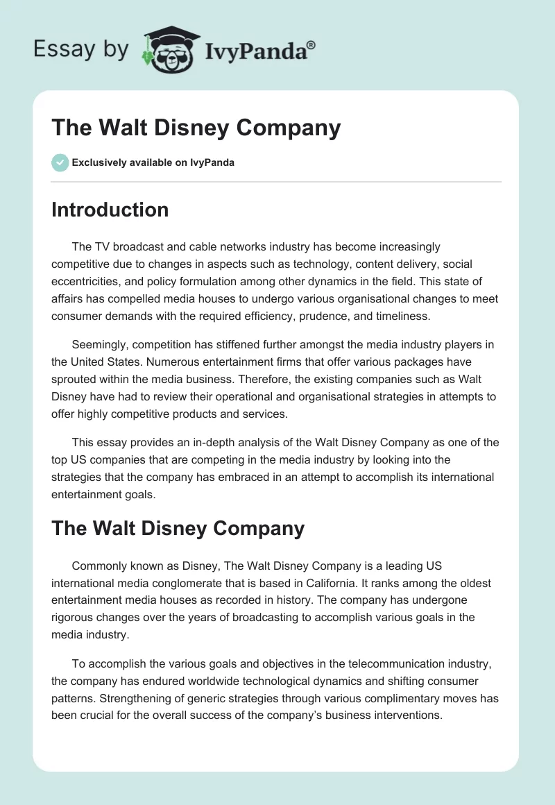 The Walt Disney Company. Page 1