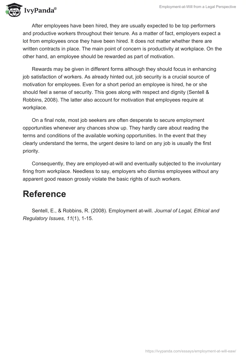 Employment-at-Will from a Legal Perspective. Page 2