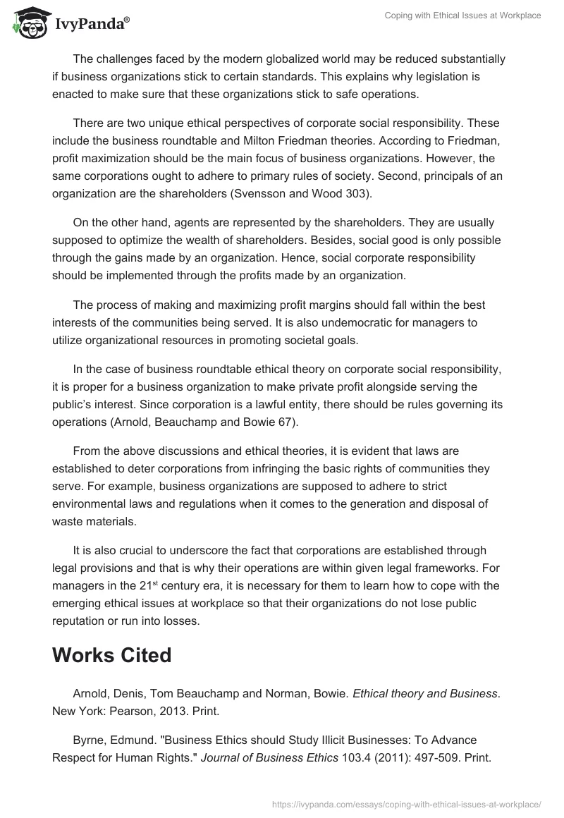 Coping with Ethical Issues at Workplace. Page 4