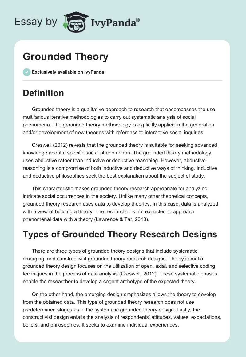 Grounded Theory. Page 1