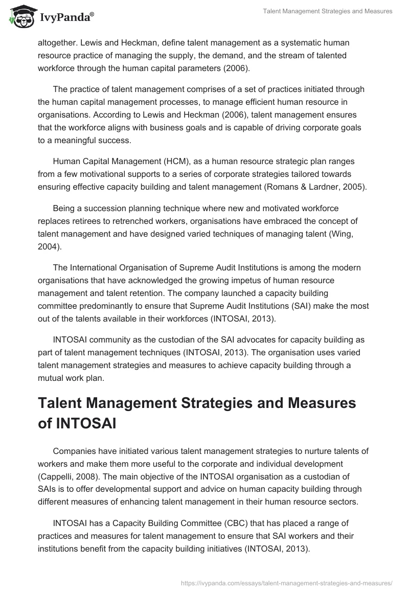 Talent Management Strategies and Measures. Page 2