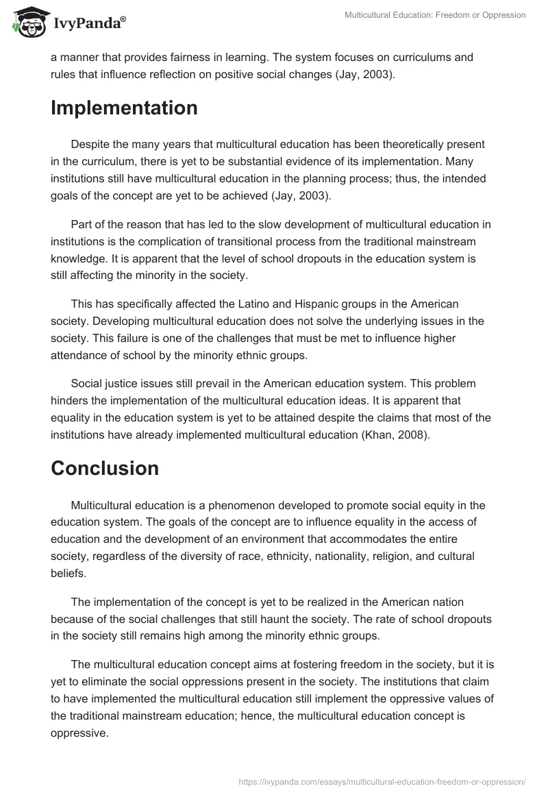 Multicultural Education: Freedom or Oppression. Page 2