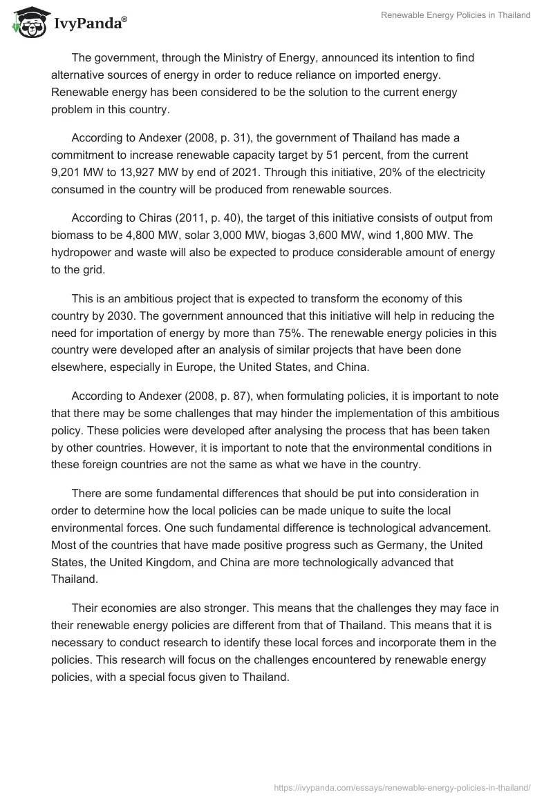 Renewable Energy Policies in Thailand. Page 2