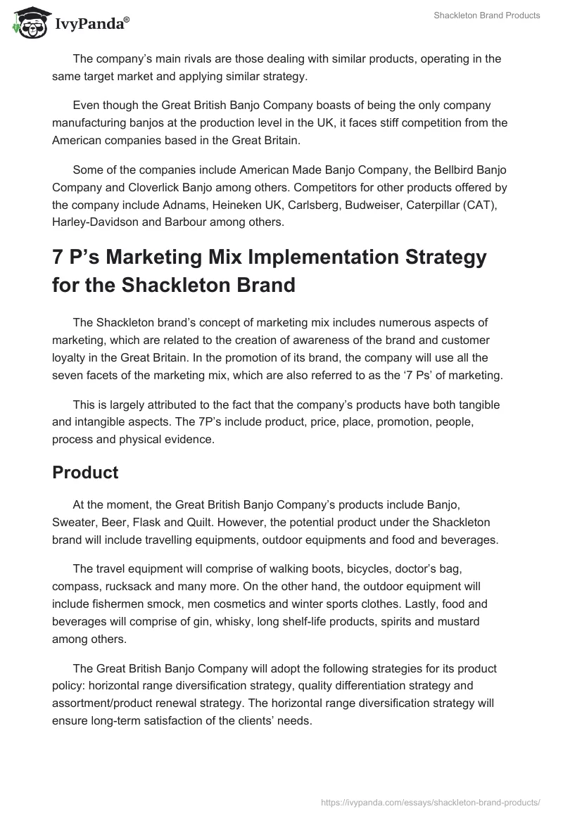 Shackleton Brand Products. Page 5