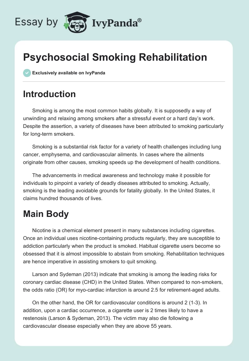 Psychosocial Smoking Rehabilitation. Page 1