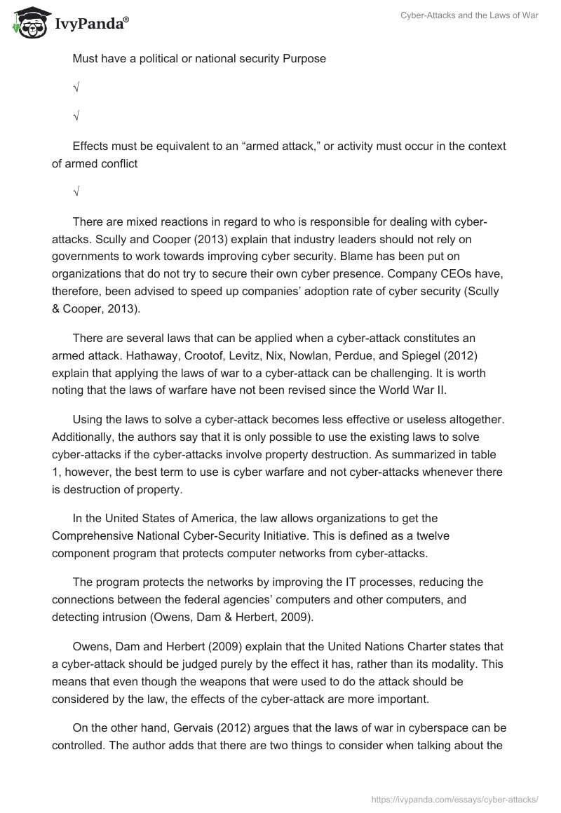 Cyber-Attacks and the Laws of War. Page 3