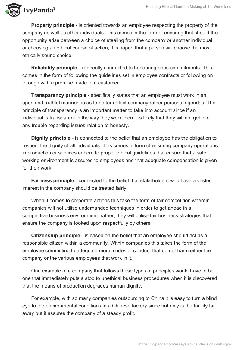 Ensuring Ethical Decision-Making at the Workplace. Page 5