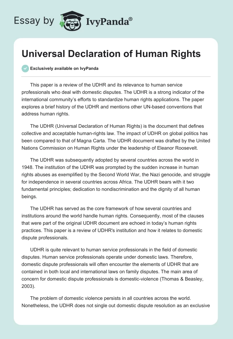 Universal Declaration of Human Rights. Page 1