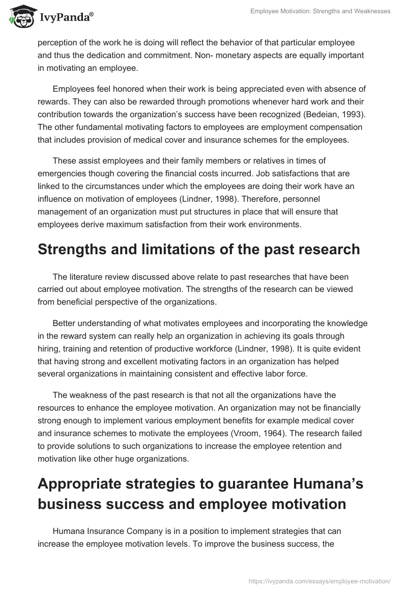 Employee Motivation: Strengths and Weaknesses. Page 4
