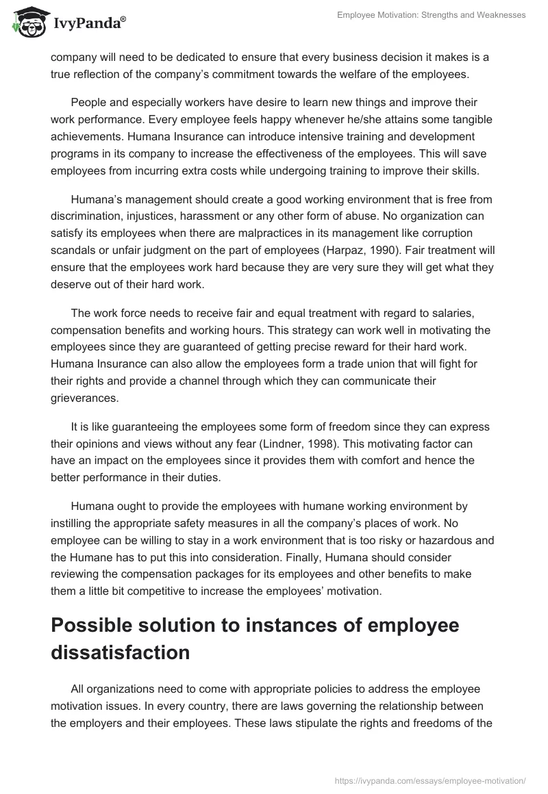 Employee Motivation: Strengths and Weaknesses. Page 5
