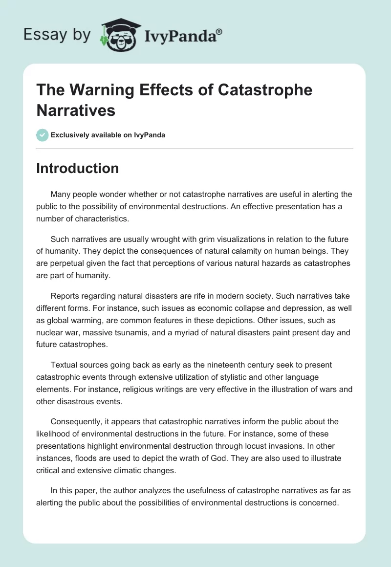 The Warning Effects of Catastrophe Narratives. Page 1