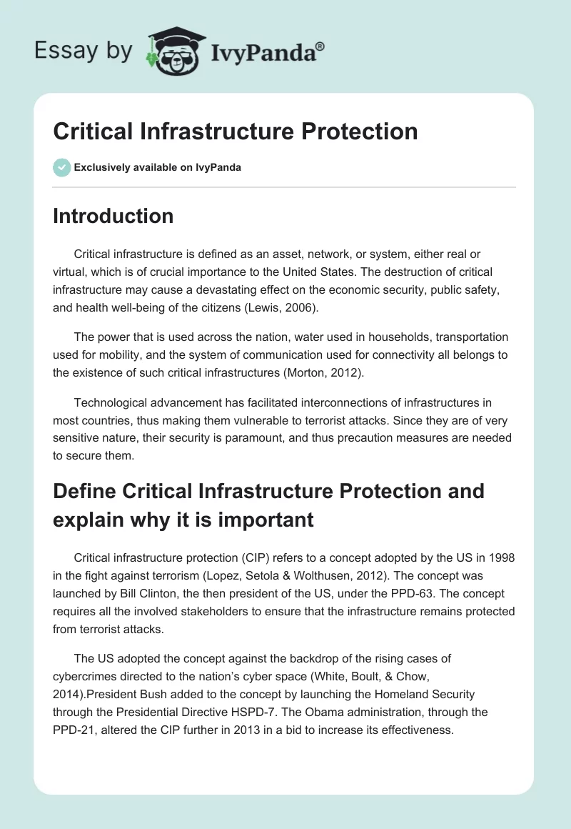 Critical Infrastructure Protection. Page 1