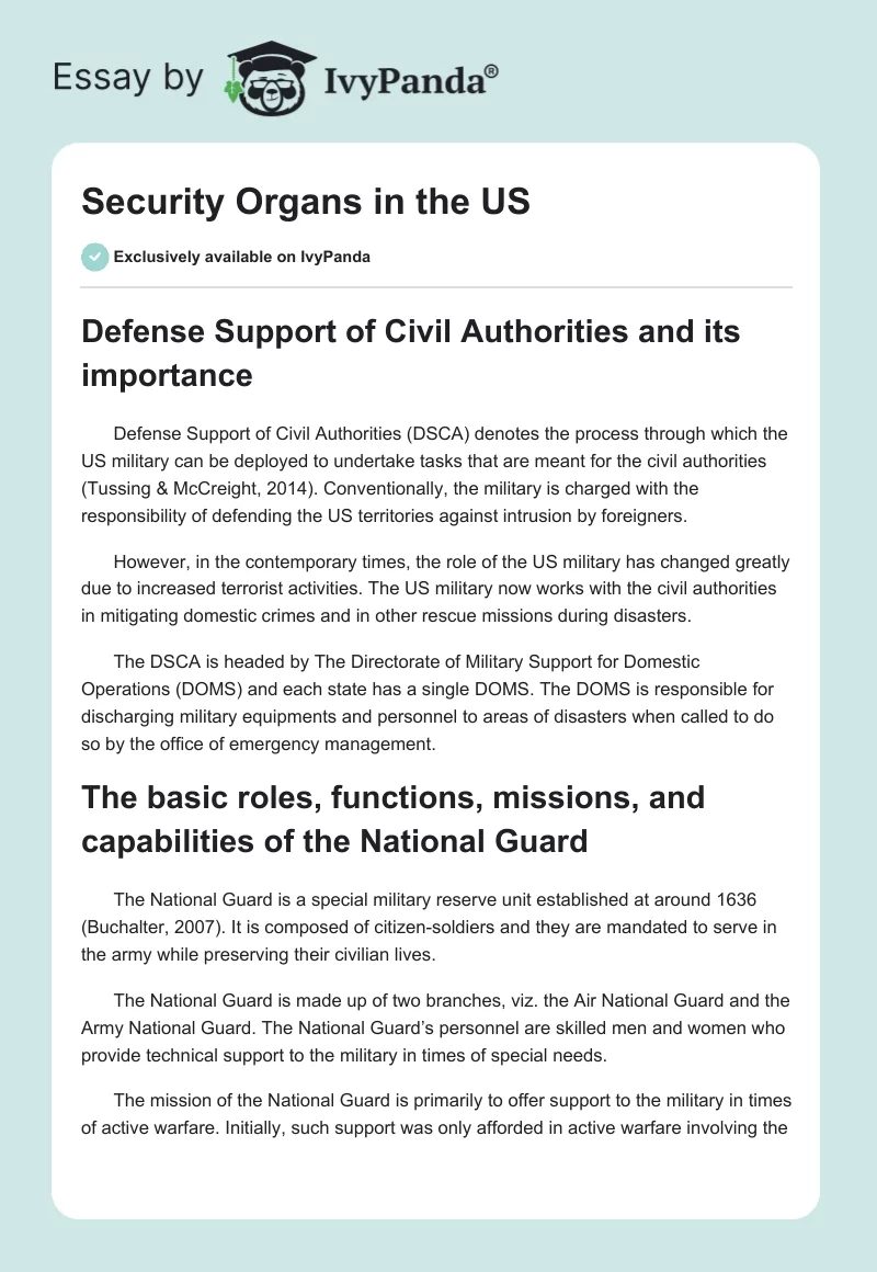 Security Organs in the US. Page 1
