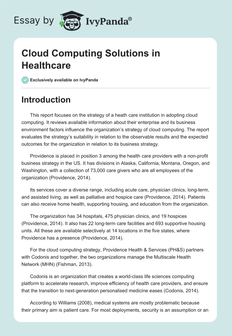 Cloud Computing Solutions in Healthcare. Page 1