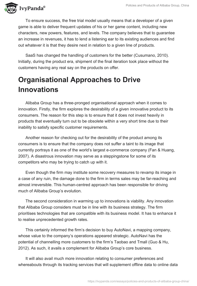 Policies and Products of Alibaba Group, China. Page 3