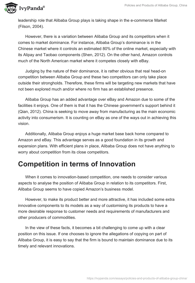Policies and Products of Alibaba Group, China. Page 5