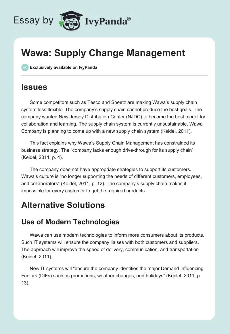 Wawa: Supply Change Management. Page 1