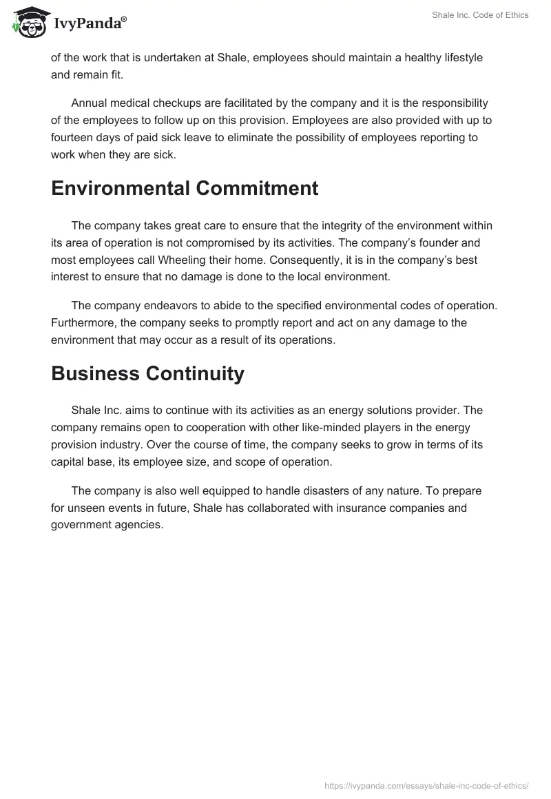 Shale Inc. Code of Ethics. Page 4