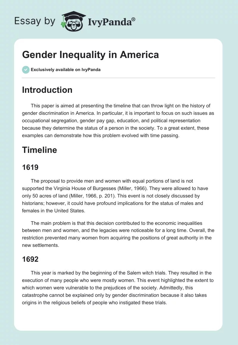 Gender Inequality in America. Page 1