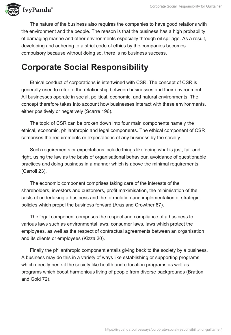 Corporate Social Responsibility for Gulftainer. Page 2