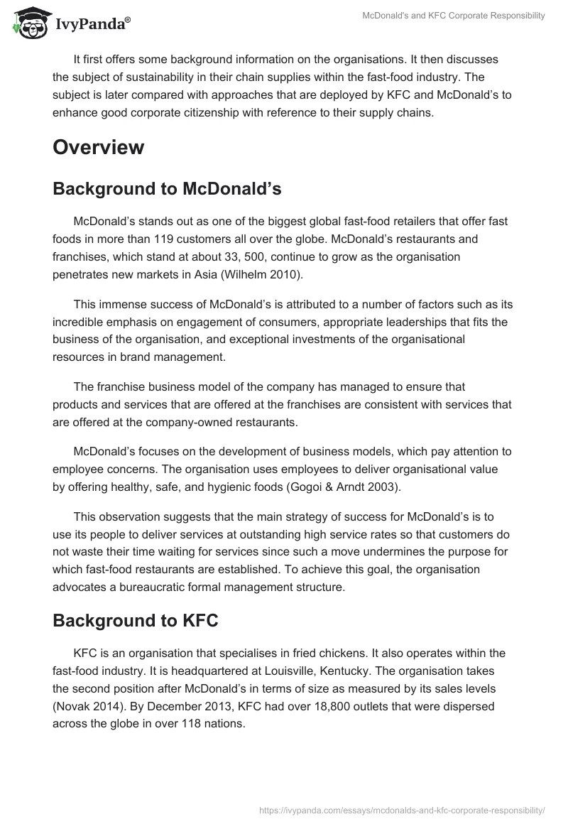 McDonald's and KFC Corporate Responsibility. Page 2