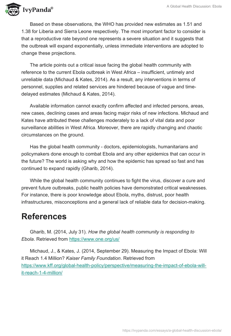 A Global Health Discussion: Ebola. Page 2