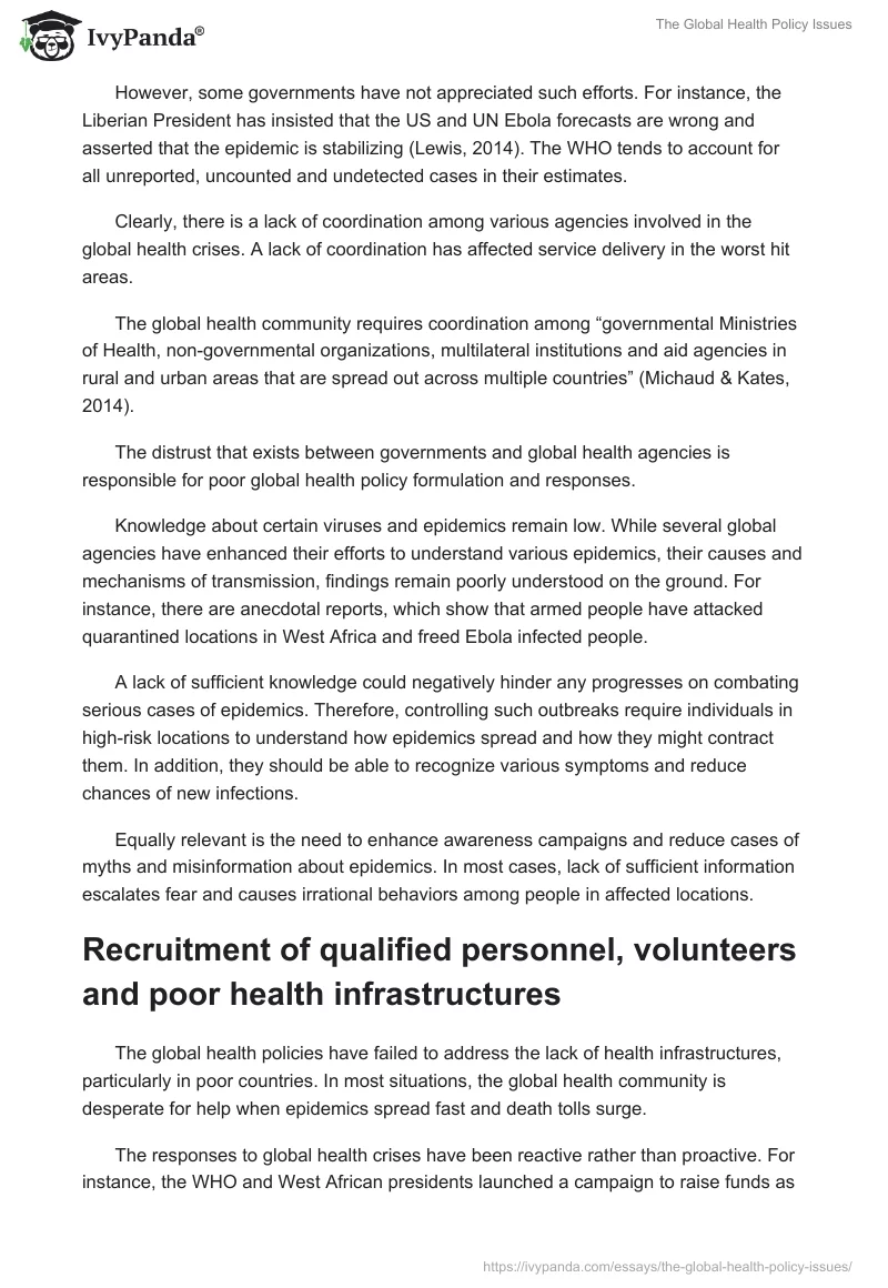 The Global Health Policy Issues. Page 2