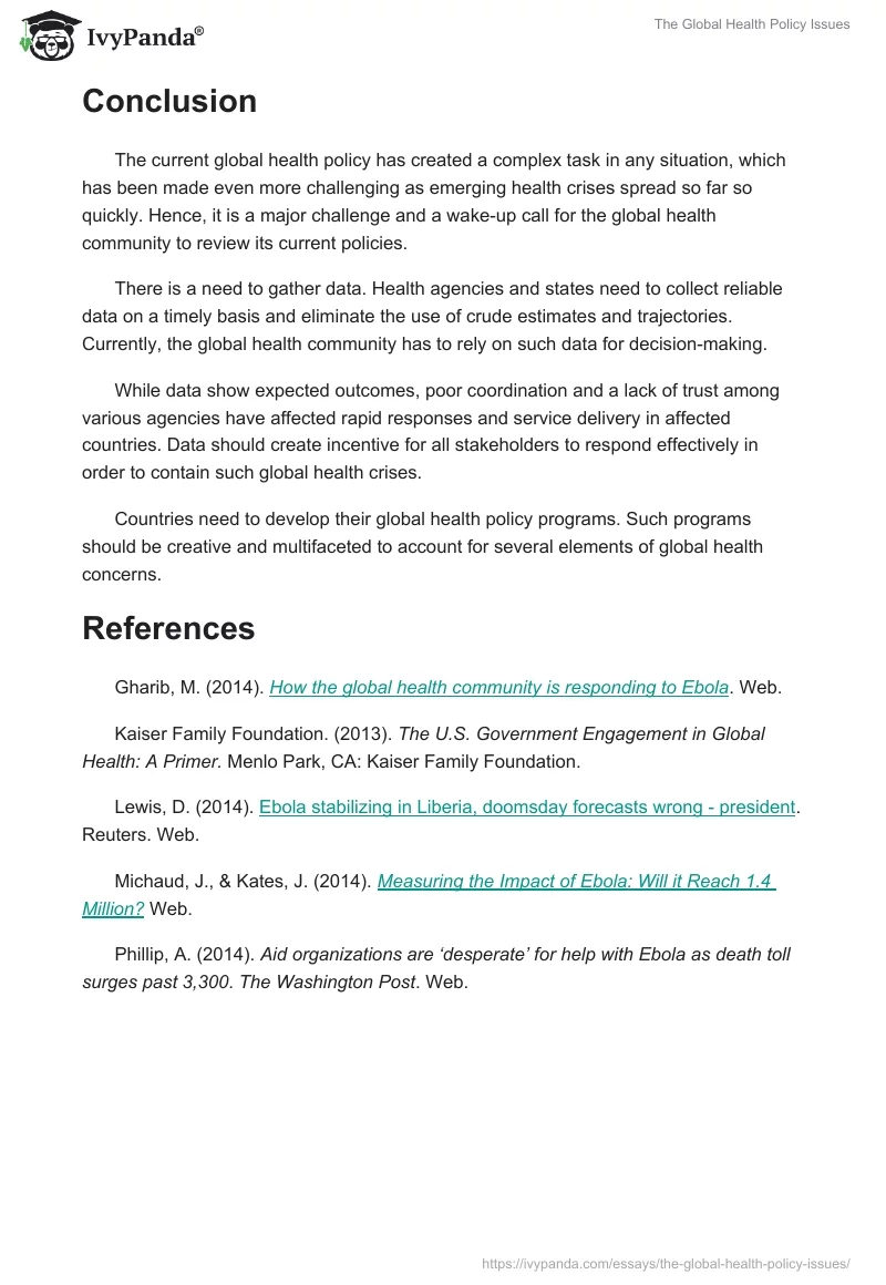 The Global Health Policy Issues. Page 4