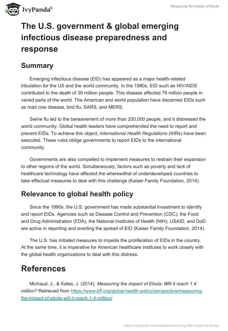 Measuring the Impact of Ebola. Page 2