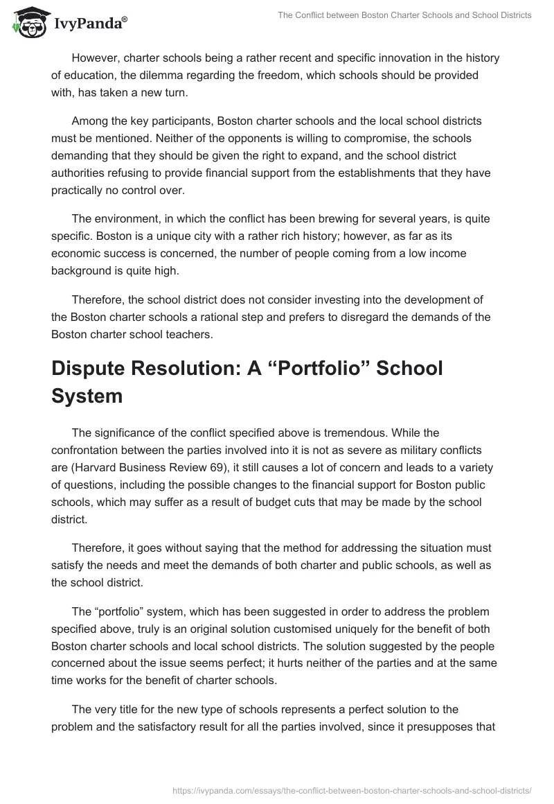 The Conflict Between Boston Charter Schools and School Districts. Page 2
