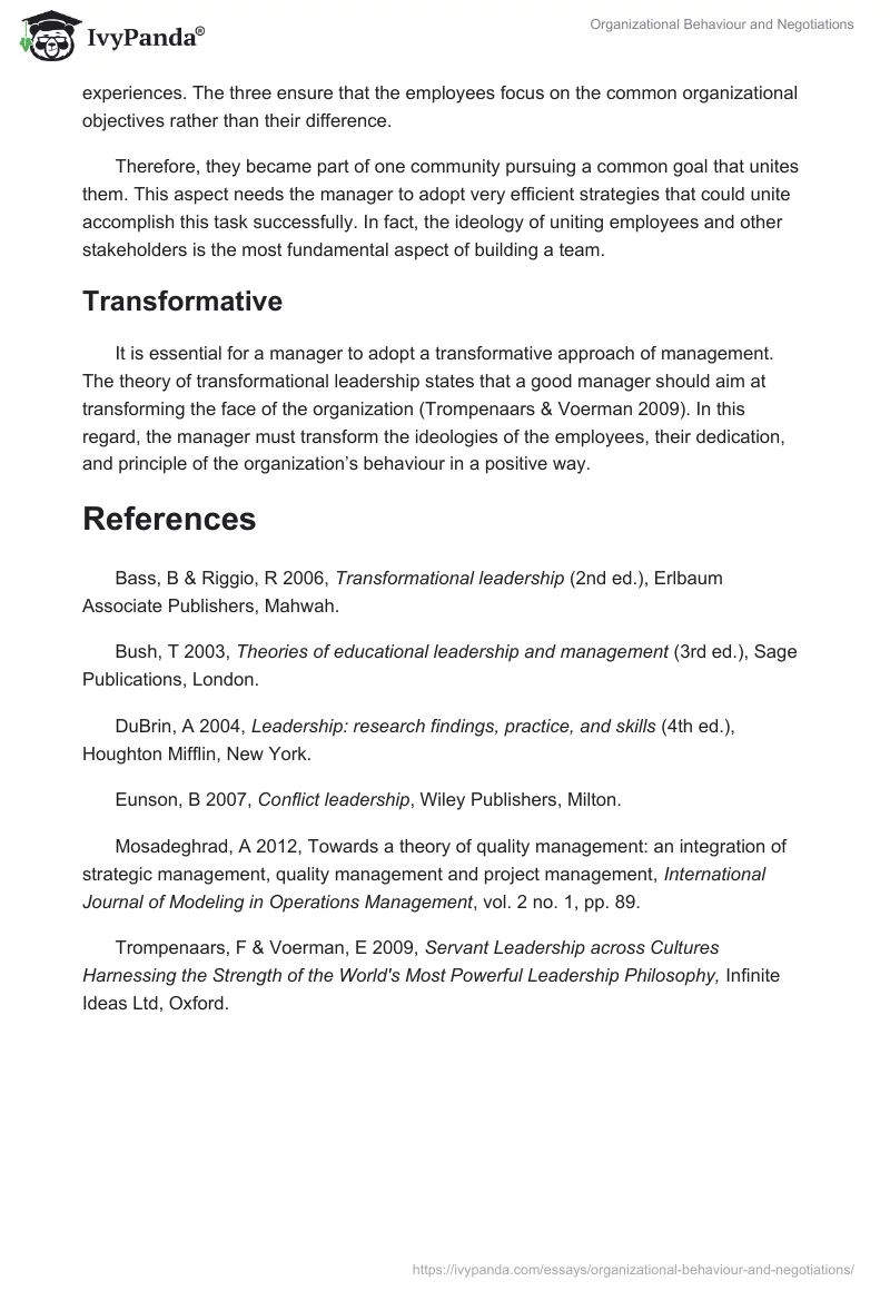Organizational Behaviour and Negotiations. Page 4