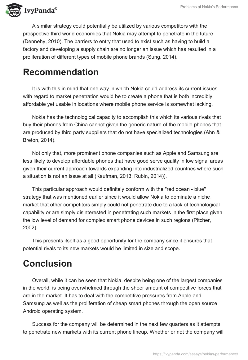 Problems of Nokia’s Performance. Page 3