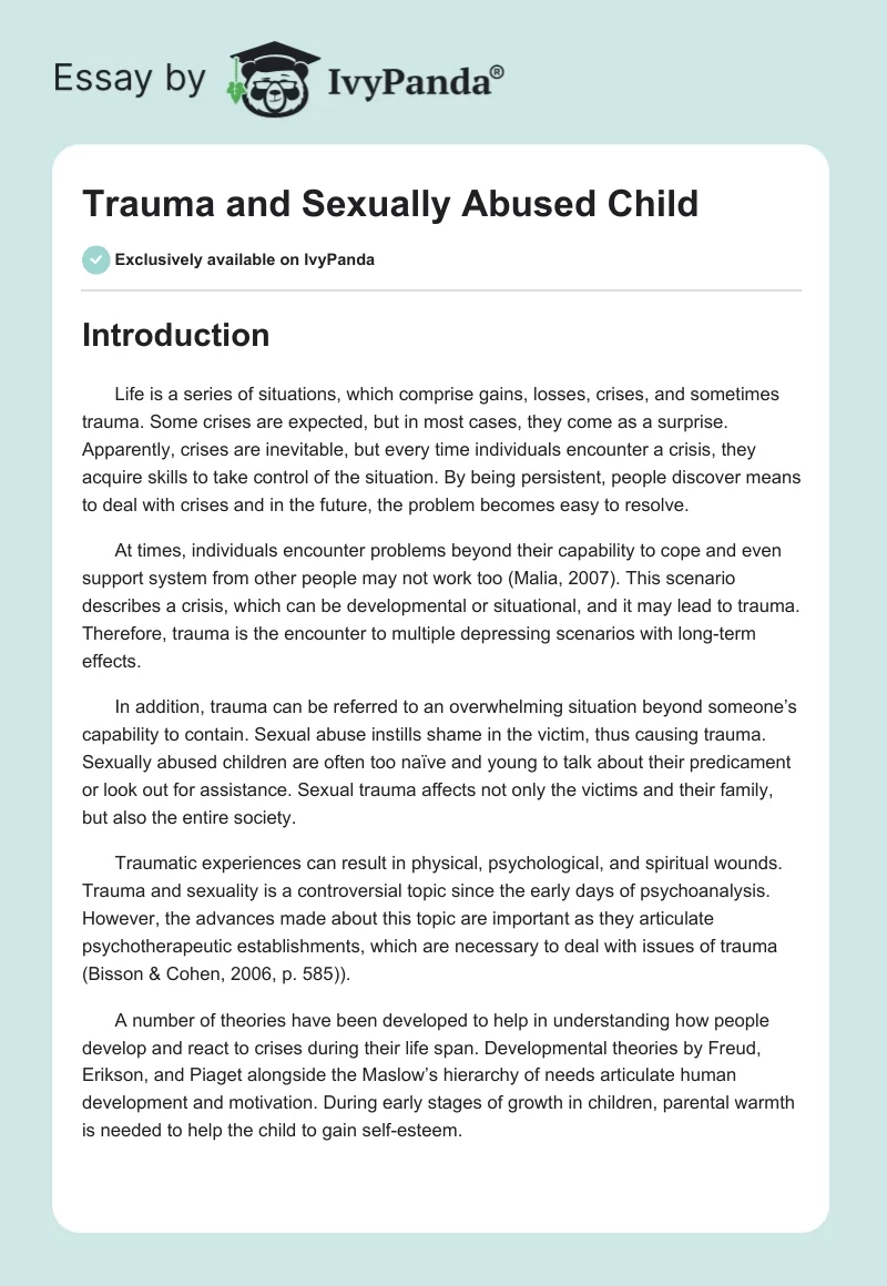 Trauma and Sexually Abused Child. Page 1