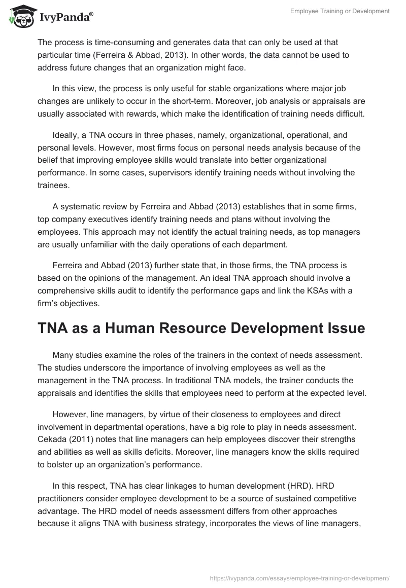 Employee Training or Development. Page 4