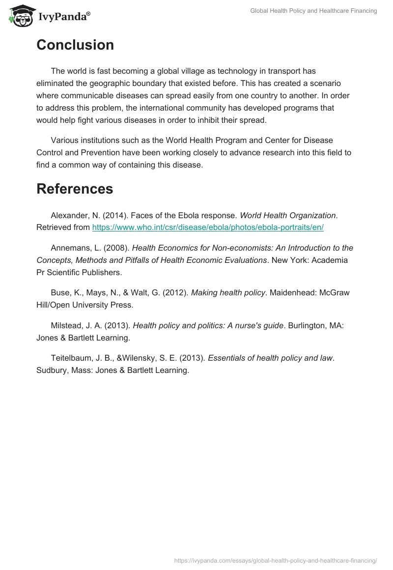Global Health Policy and Healthcare Financing. Page 4