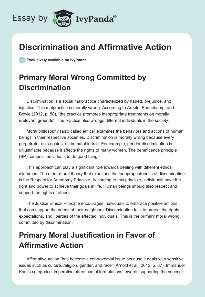 Discrimination and Affirmative Action. Page 1