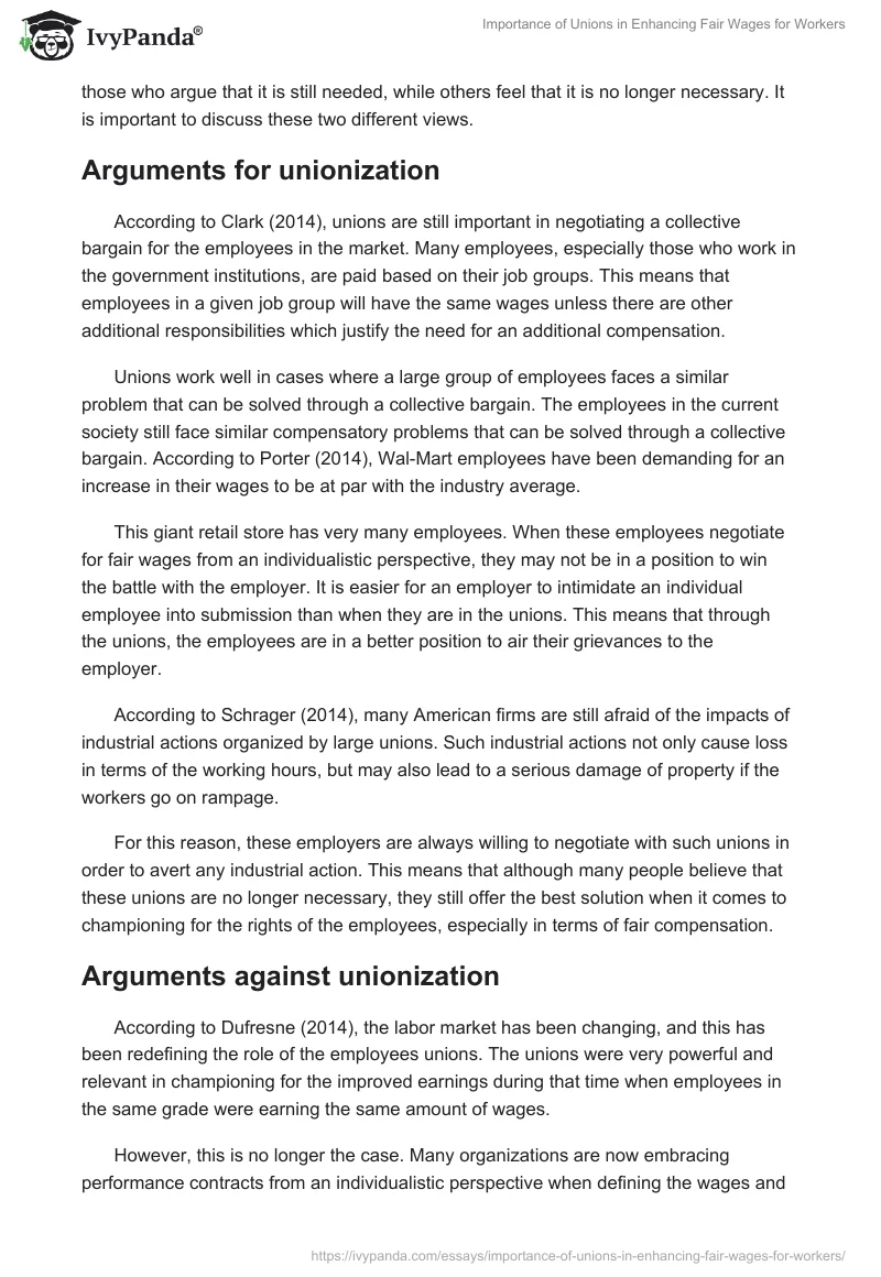 Importance of Unions in Enhancing Fair Wages for Workers. Page 2
