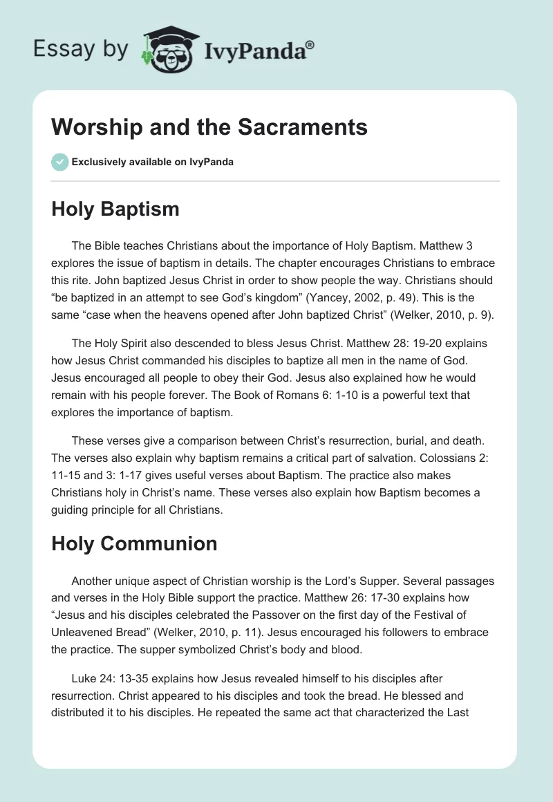 Worship and the Sacraments. Page 1