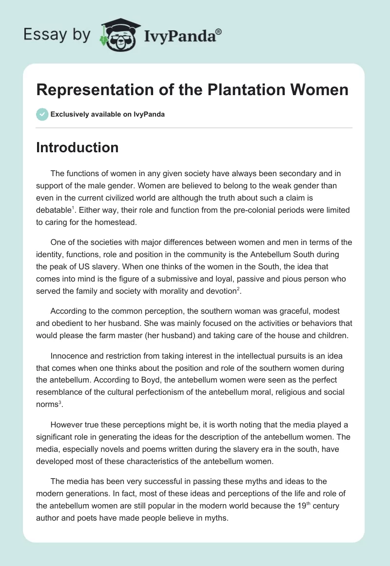 Representation of the Plantation Women. Page 1