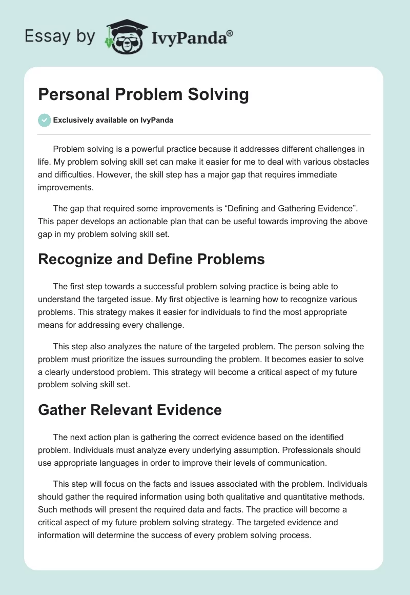 Personal Problem Solving. Page 1