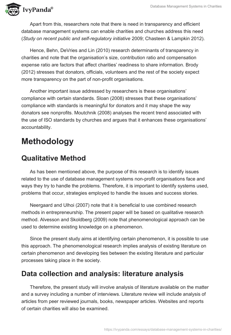 Database Management Systems in Charities. Page 4
