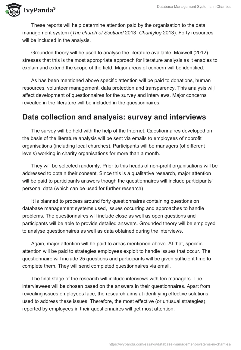 Database Management Systems in Charities. Page 5