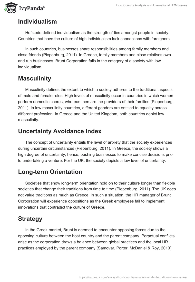 Host Country Analysis and International HRM Issues. Page 4
