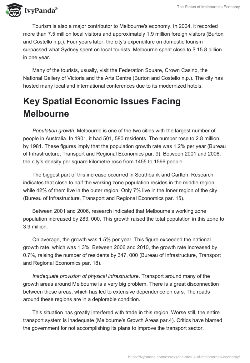 The Status of Melbourne’s Economy. Page 2