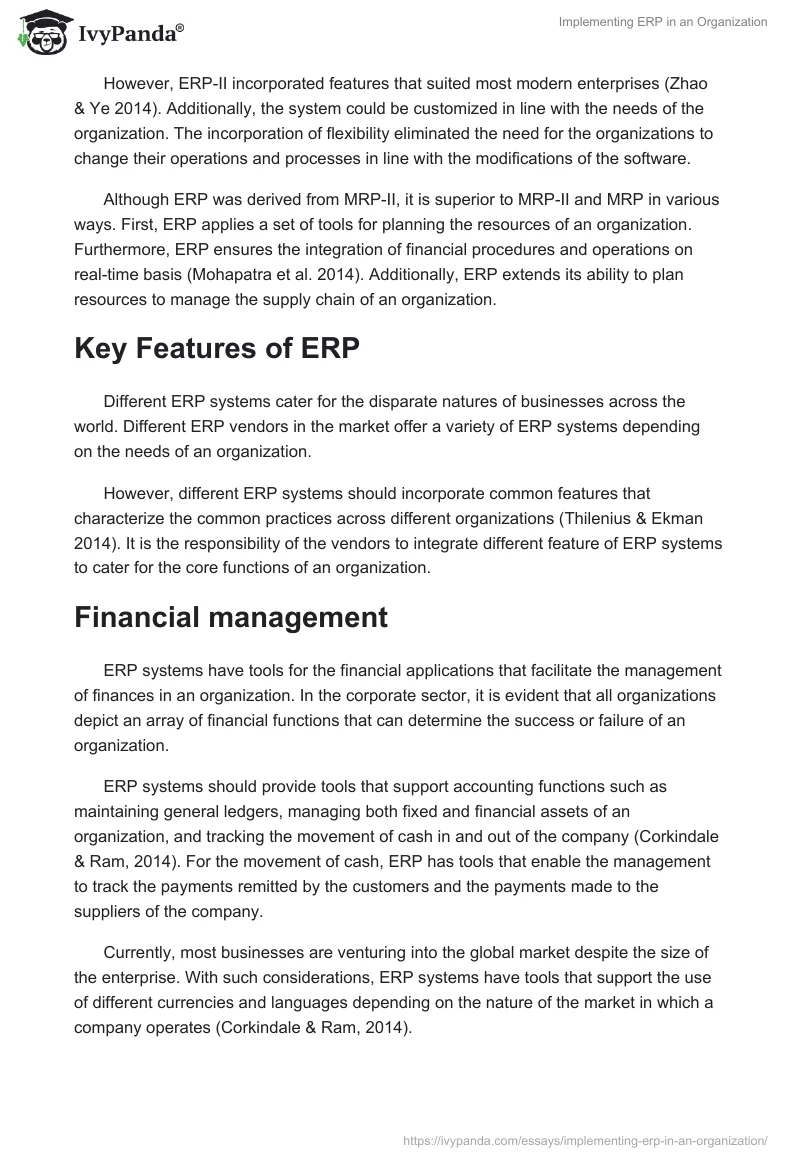 Implementing ERP in an Organization. Page 3